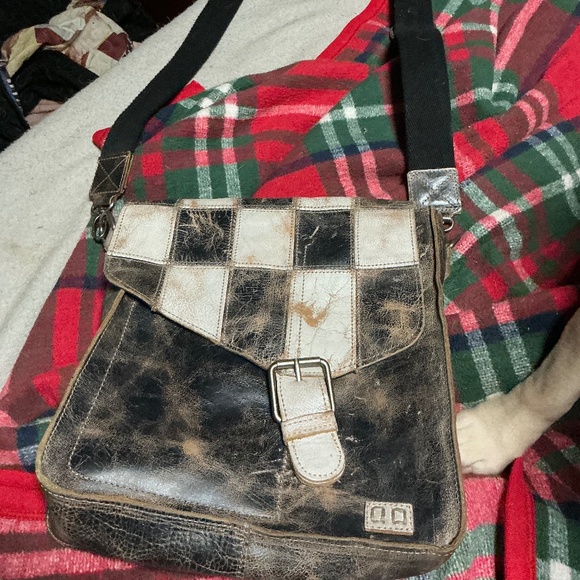 Bed Stu Black and White Checkered Shoulder Bag - Picture 1 of 3